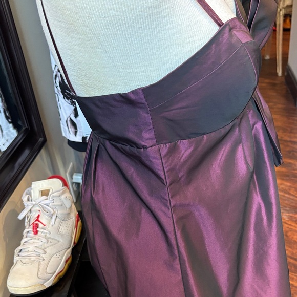 Max & Cleo Strapless Burgundy Party Dress with Bow Detail - Picture 4 of 13